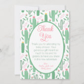 Schattigee Cactus Floral Baby shower Foto Dank u Bedankkaart (Voorkant)