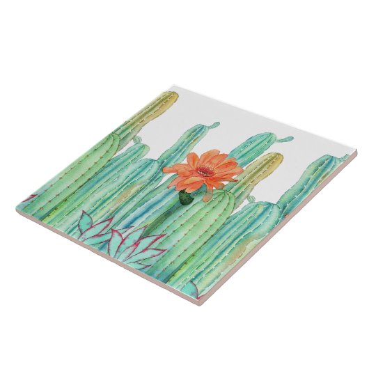 Schattigee Cactus Floral Botanical Tegeltje (Zijkant)