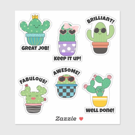Schattigee Cactus Goede Baan Student Aanmoediging Sticker (Vel)