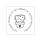 Schattigee Cactus Hart Aangepaste Naam Bibliotheek Rubberstempel (Afrduk)