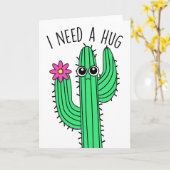 Schattigee Cactus 'Ik heb een knuffel nodig' Wensk Kaart (Gele Bloem)