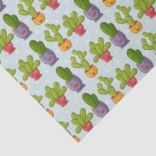 Schattigee cactus in bloempotten Leuke illustratie Tissuepapier (Detail)