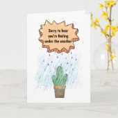 Schattigee cactus in de regen bij slecht weer kaart (Gele Bloem)