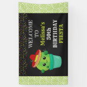 Schattigee Cactus in een Sombrero Birthday Fiesta Spandoek (Verticaal)