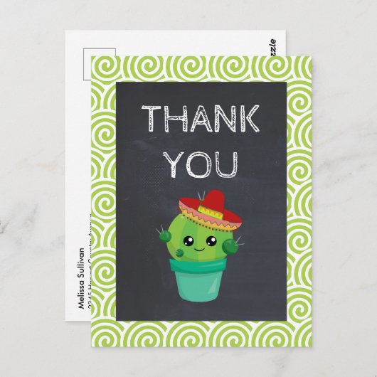 Schattigee Cactus in een Sombrero op Chalkboard Da Briefkaart (Voorkant / Achterkant)