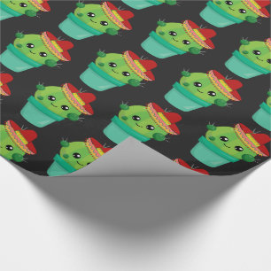 Schattigee Cactus in een Sombrero Staande in een B Cadeaupapier