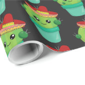 Schattigee Cactus in een Sombrero Staande in een B Cadeaupapier (Rol Hoek)