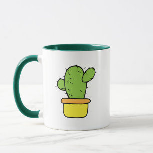 Schattigee Cactus in Gele Planter Mok
