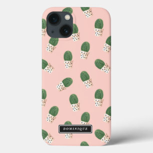 Schattigee Cactus in Hearts Pots Patroon  iPhone 13 Hoesje