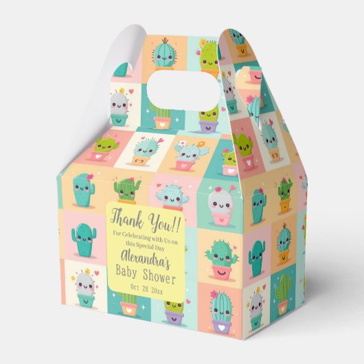 Schattigee Cactus Kawaii Baby shower Bedankdoosjes (Voorkant Zijde)