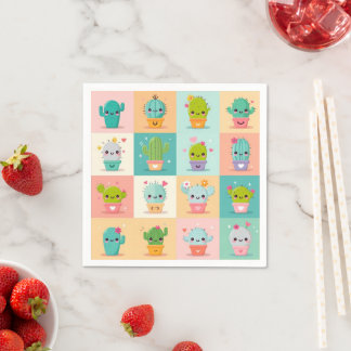 Schattigee Cactus Kawaii Baby shower Servet
