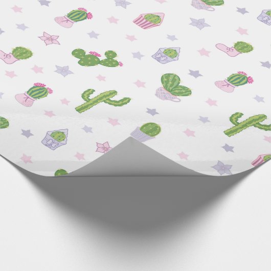 Schattigee Cactus Kleurrijk en Wit Inpakpapier (Hoek)