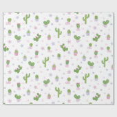 Schattigee Cactus Kleurrijk en Wit Inpakpapier (Vlak)