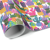 Schattigee cactus: kleurrijke naadloze plezier cadeaupapier (Rol Hoek)