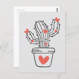 Schattigee cactus met harten in het groen briefkaart