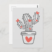 Schattigee cactus met harten in het groen briefkaart (Voorkant / Achterkant)