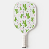 Schattigee cactus met harten in het groen pickleball paddle (Achterkant)