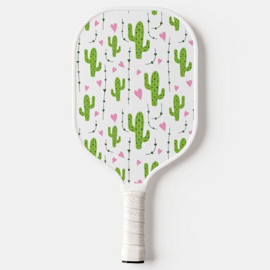 Schattigee cactus met harten in het groen pickleball paddle (Achterkant)