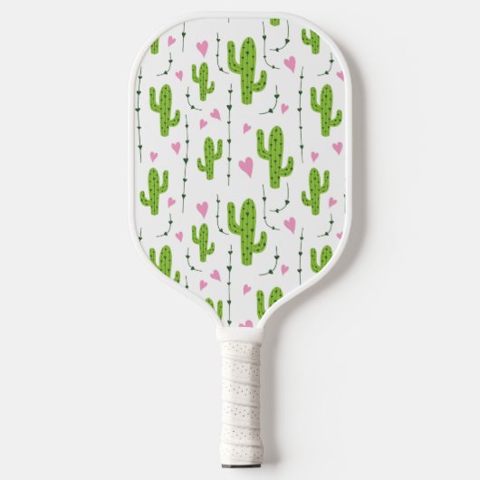 Schattigee cactus met harten in het groen pickleball paddle (Voorkant)