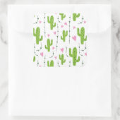 Schattigee cactus met harten in het groen vierkante sticker (Tas)