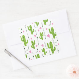 Schattigee cactus met harten in het groen vierkante sticker