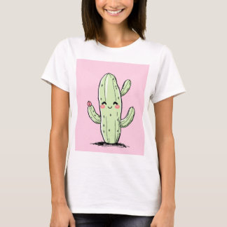 Schattigee cactus met roze achtergrond t-shirt