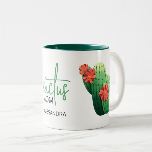 Schattigee Cactus Moeder Sappig Plant Liefhebber Tweekleurige Koffiemok (Voorkant rechts)
