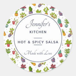 Schattigee Cactus Natuur Succulenten Patroon Keuke Ronde Sticker