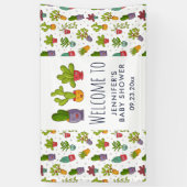 Schattigee Cactus Natuur Succulenten Patroon Parti Spandoek (Verticaal)