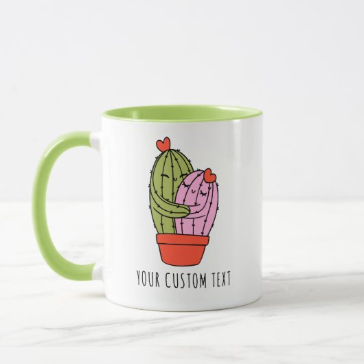Schattigee Cactus Paar Gepersonaliseerde Valentijn Mok (Links)