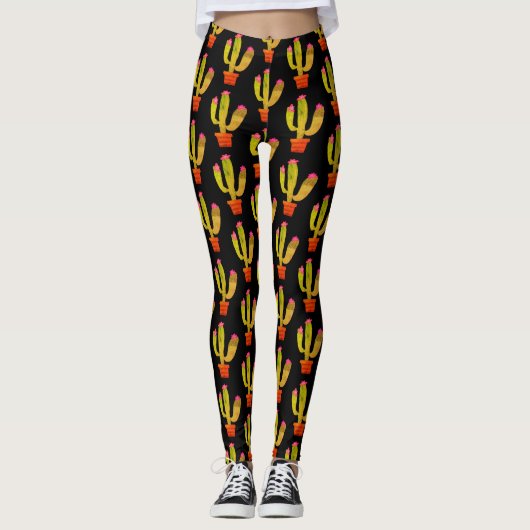 Schattigee cactus plant in pottekening helemaal ov leggings (Voorkant)