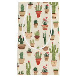 Schattigee Cactus Pota Custom Gift Bag - Klein, Gl Klein Cadeauzakje