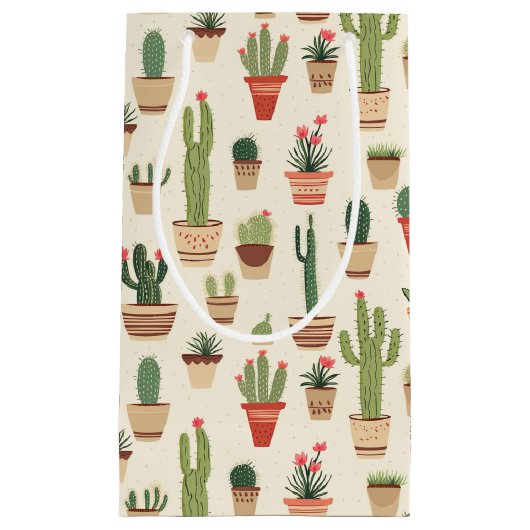 Schattigee Cactus Pota Custom Gift Bag - Klein, Gl Klein Cadeauzakje (Voorkant)