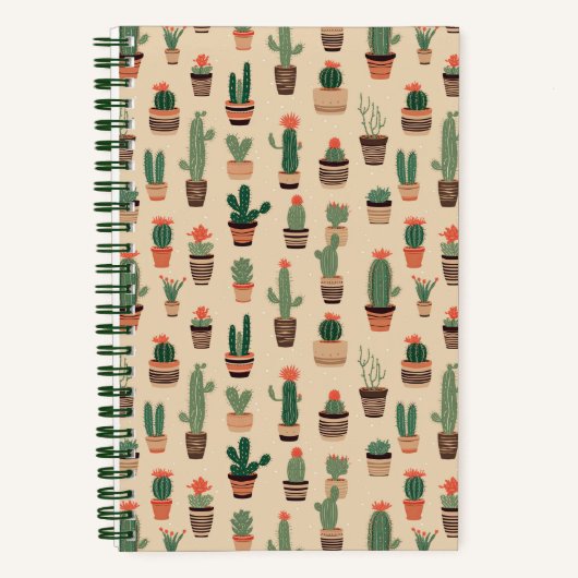 Schattigee Cactus Pots Custom 8.5 "x 11" spiraal N Notitieboek (Voorkant)