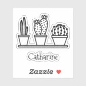 Schattigee Cactus Succulenten Tekening Aangepaste  Sticker (Vel)