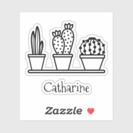 Schattigee Cactus Succulenten Tekening Aangepaste  Sticker