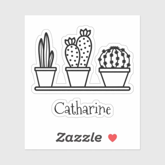 Schattigee Cactus Succulenten Tekening Aangepaste Sticker (Vel)