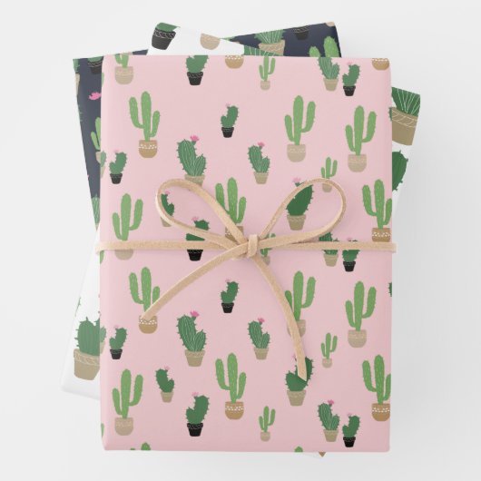 Schattigee Cactus Summer Blush Wrapping Paper Shee (In situ)