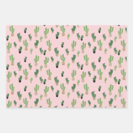 Schattigee Cactus Summer Blush Wrapping Paper Shee