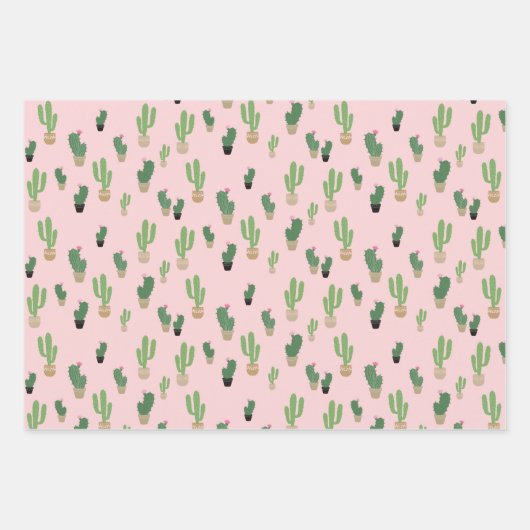 Schattigee Cactus Summer Blush Wrapping Paper Shee (Voorkant)
