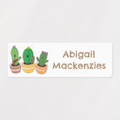 Schattigee cactus trio zingen cartoon gepersonalis labels (Design 2)