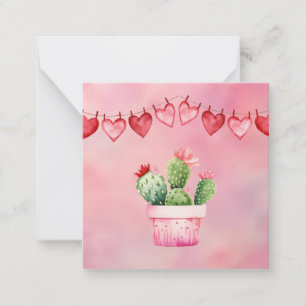 Schattigee Cactus Valentijnsdag Kaarten Notitiekaartje