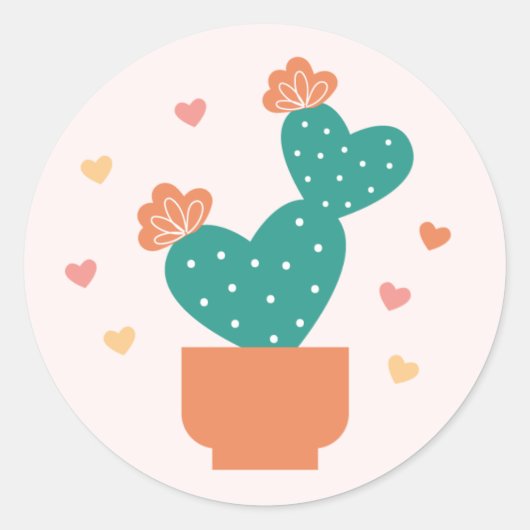 Schattigee Cactus Valentijnsdag Sticker (Voorkant)