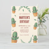 Schattigee cactus verjaardag kaart (Staand voorkant)