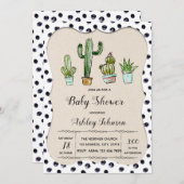 Schattigee Cactus verjaardagsfeestuitnodiging Kaart (Voorkant / Achterkant)