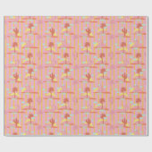 Schattigee Cactus, Zonnige Gele Strepen & Wolken Cadeaupapier (Vlak)