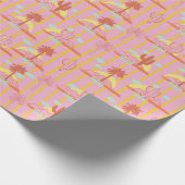 Schattigee Cactus, Zonnige Gele Strepen & Wolken Cadeaupapier (Hoek)