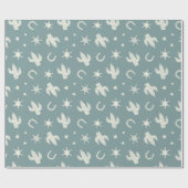 Schattigee Cactussen en Sheriff Badges blauwgroen Cadeaupapier (Vlak)