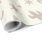 Schattigee cactussen en Sheriff Badges crème Cadeaupapier (Rol Hoek)