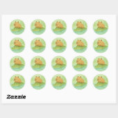 Schattigee cadeau cartoon Capybara op Groene Kroko Ronde Sticker (Vel)